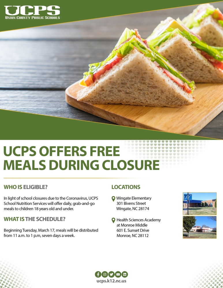 UCPS FREE MEALS - all information listed below