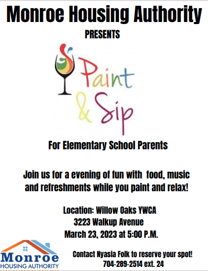 MHA Paint and Sip Flyer. All information as listed above.