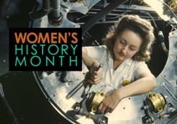 Women's History Month and a woman working on an airplane 2024.