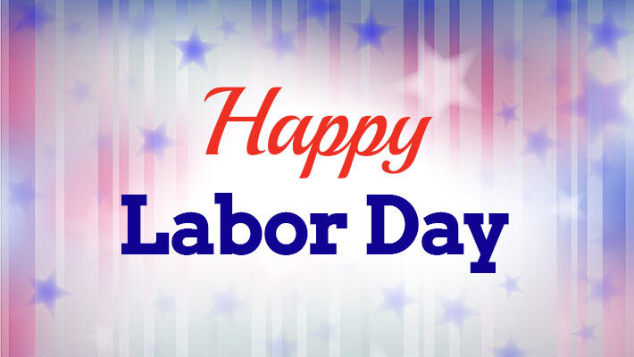 Stars and stripes with the text, Happy Labor Day. 