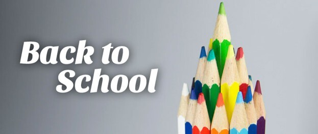 A pyramid of pencils with the text Back to School.