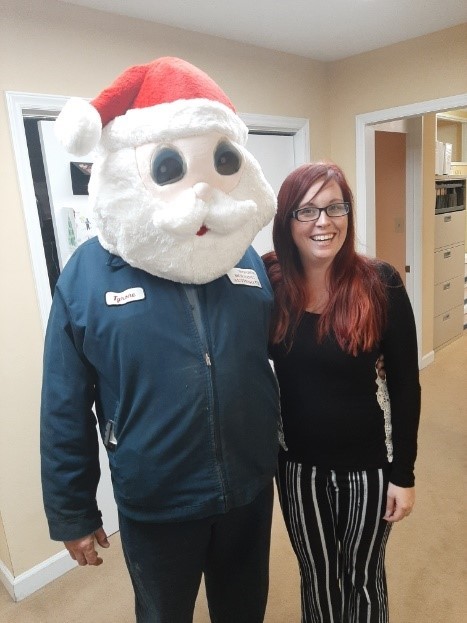 Santa with staff member