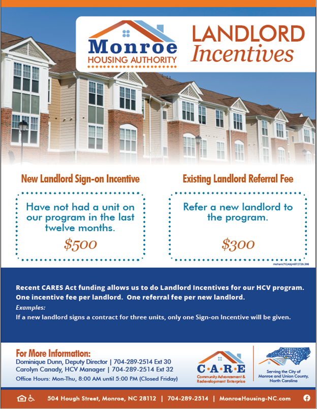 Landlord Incentives - all info listed below