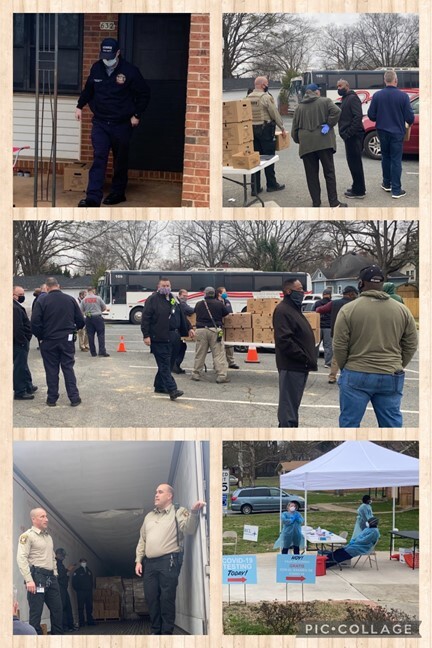 food give away collage showing box handout