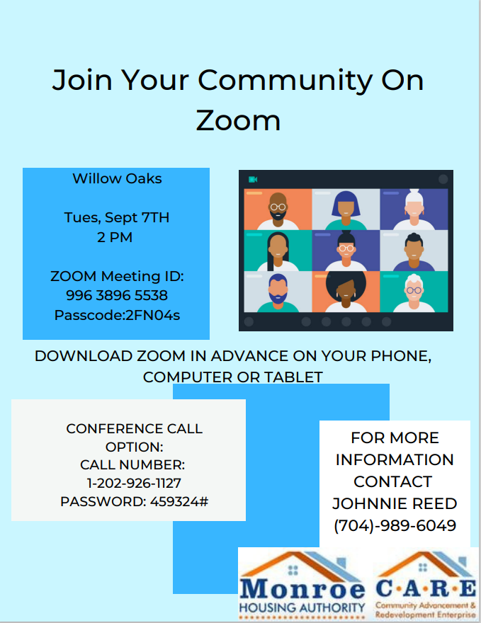 Willow Oaks Community Zoom Call