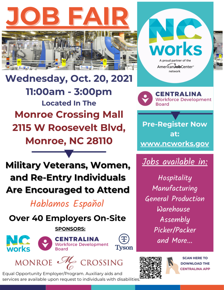 Monroe Job Fair Wednesday October 20, 2021