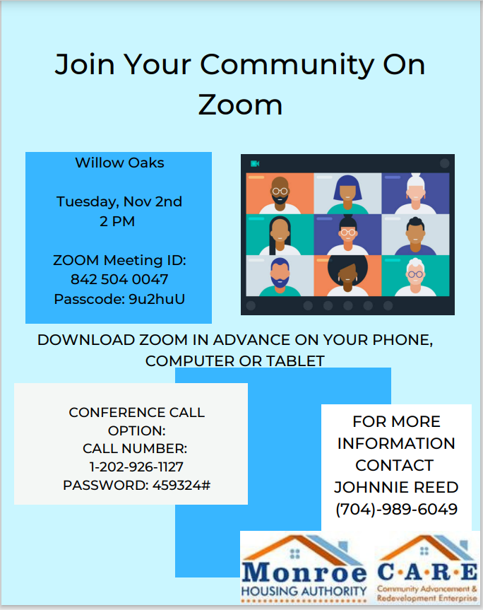 Willow Oaks November Zoom Meeting 