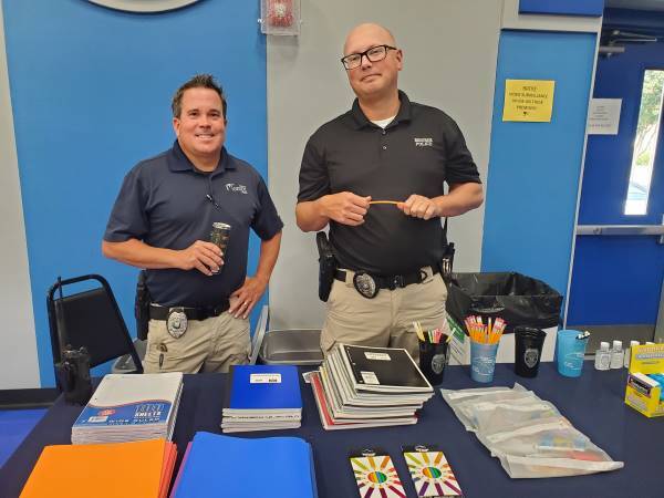 The Monroe PD provided school supplies.